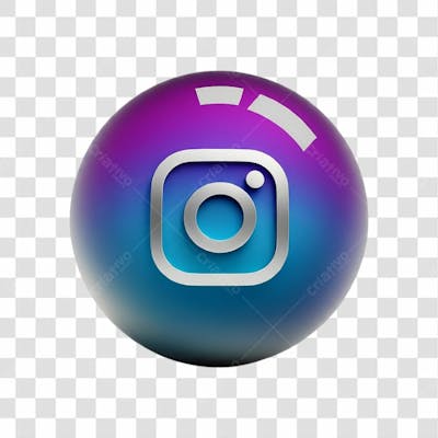 Ícone Azulado Instagram 3D Png Transparente