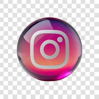 ícone de vidro instagram 3d png transparente