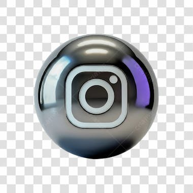 ícone instagram 3d cinza prata png transparente