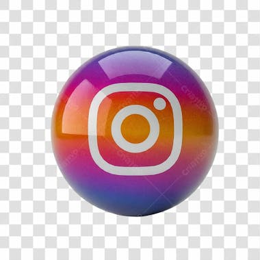 ícone instagram 3d redondo png transparente