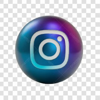 ícone instagram azul e roxo redondo 3d png transparente