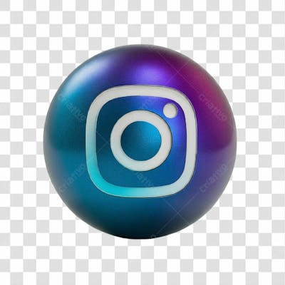 Ícone Instagram Azul E Roxo Redondo 3D Png Transparente