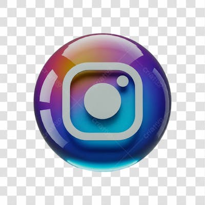 Ícone Redondo Azulado Instagram 3D Png Transparente