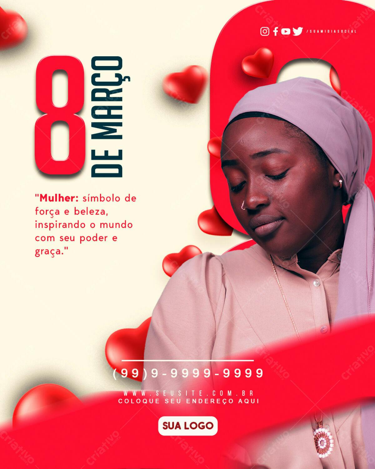 Flyer Dia Internacional da Mulher PSD Editável