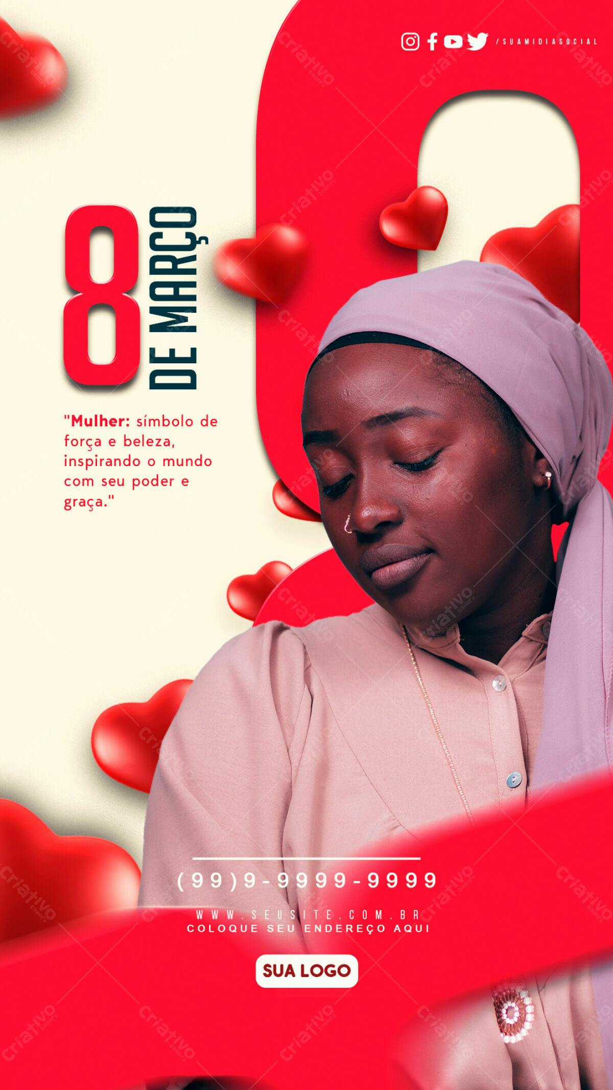 Flyer Dia Internacional da Mulher PSD Editável