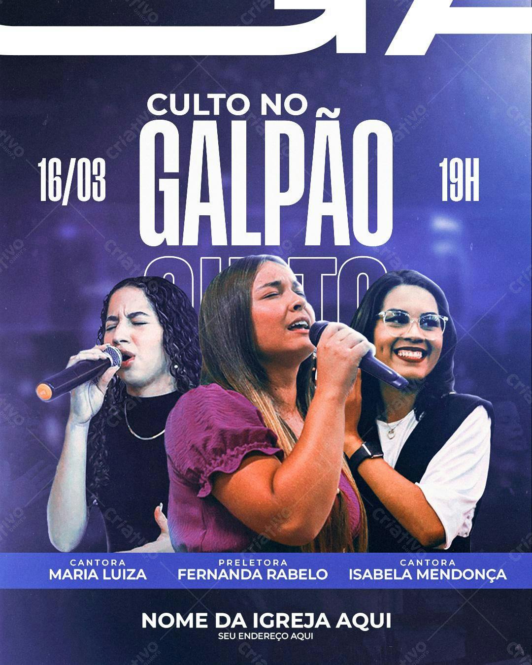 Flyer para Culto na Igreja PSD Editável