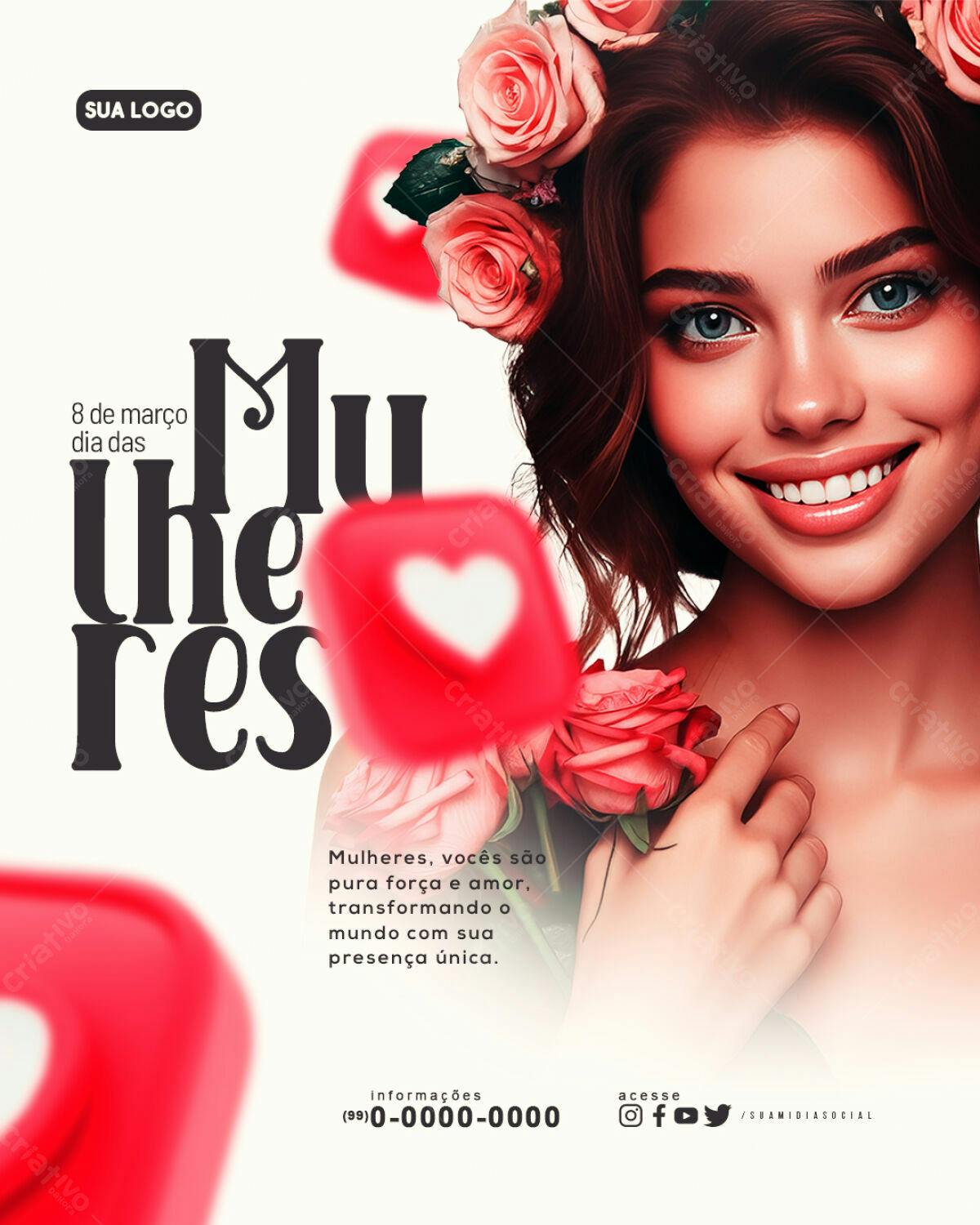Flyer Dia Internacional da Mulher PSD Editável