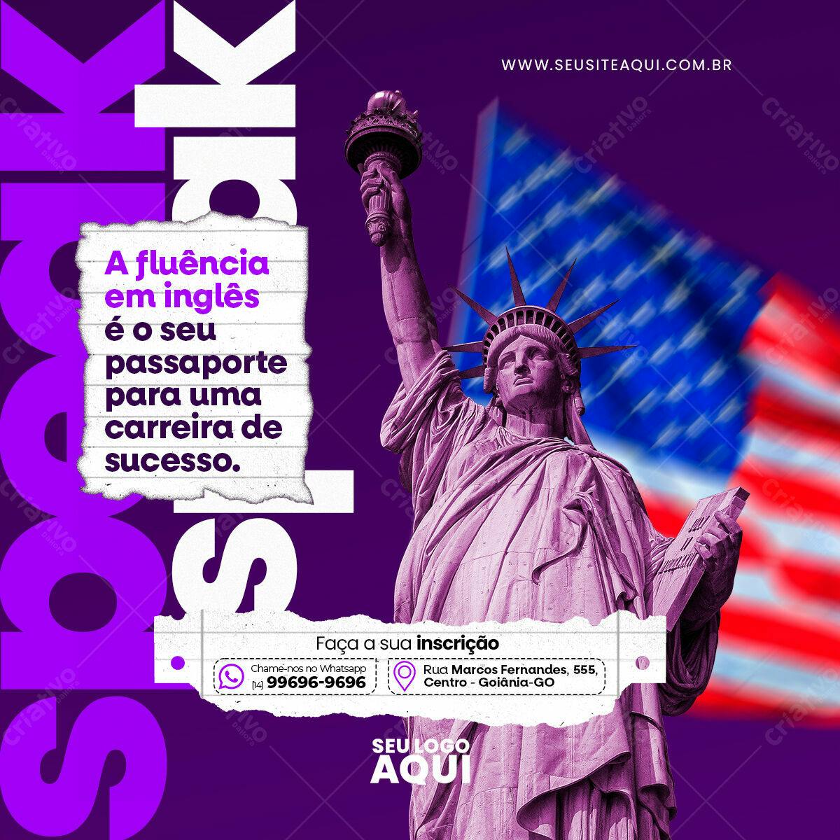 Post para Curso de Inglês PSD Editável