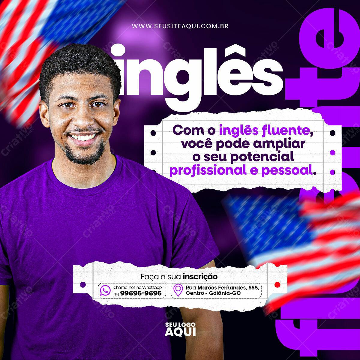 Flyer Curso de Inglês PSD Editável