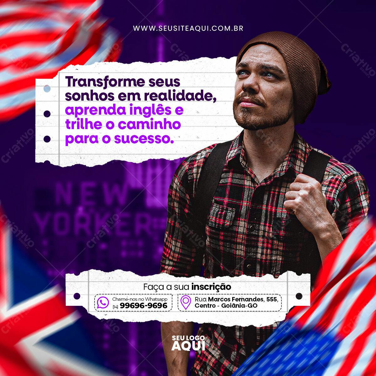 Postagem Instagram Curso Inglês PSD Editável