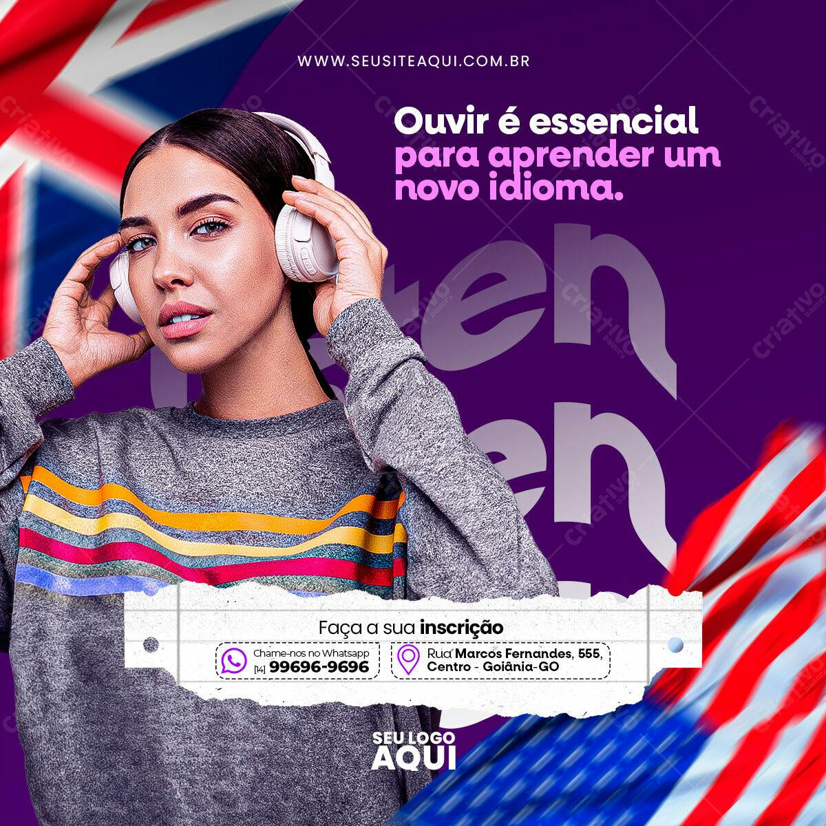 Post para Instagram Curso de Idiomas PSD Editável