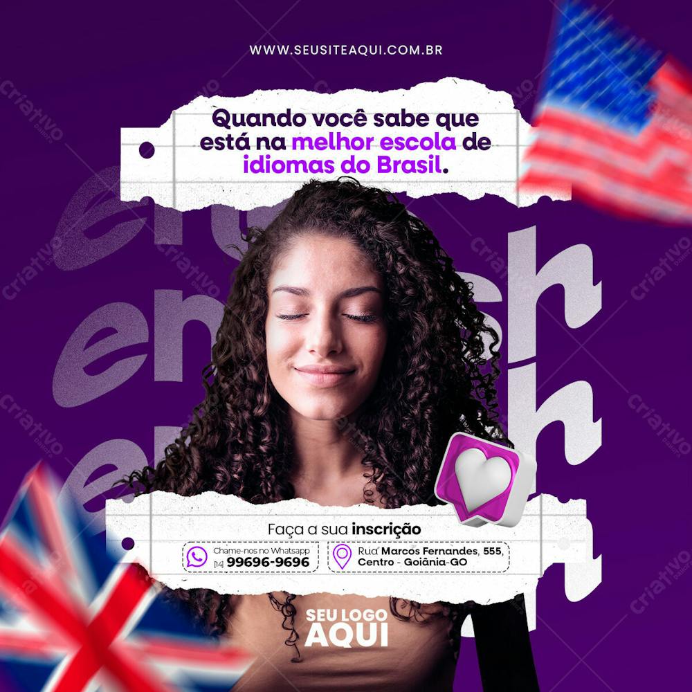 AULAS DE INGLÊS | IDIOMAS | PSD EDITÁVEL