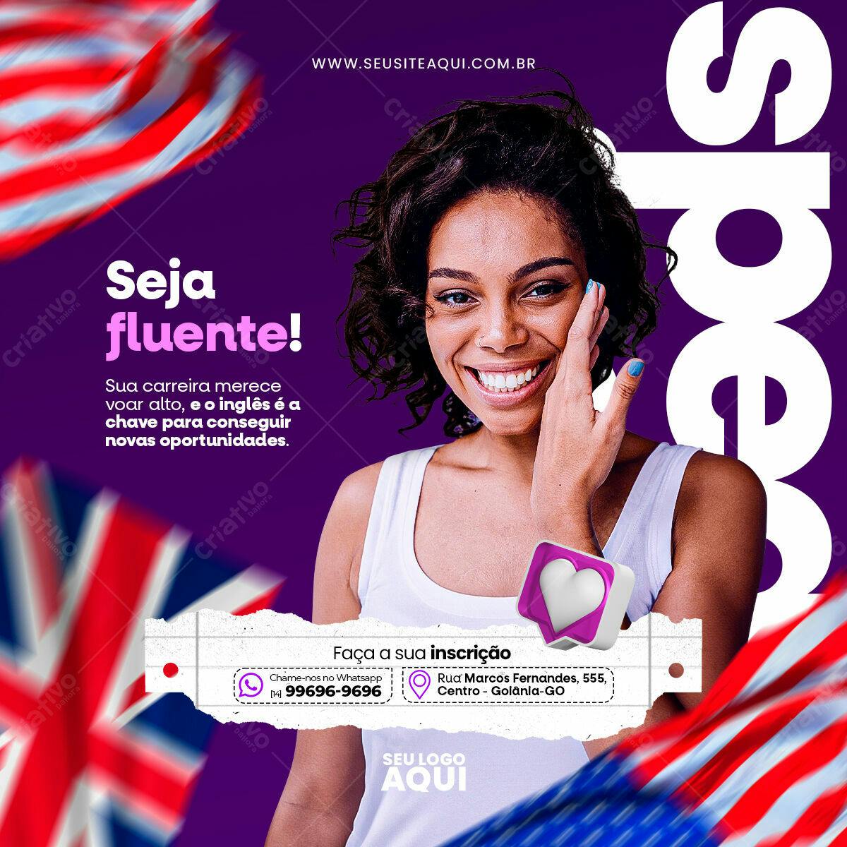 Postagem Instagram Curso Inglês PSD Editável