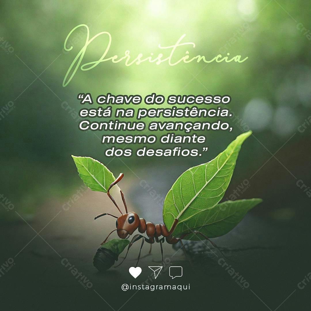 Post Motivacional com Formiga PSD Editável
