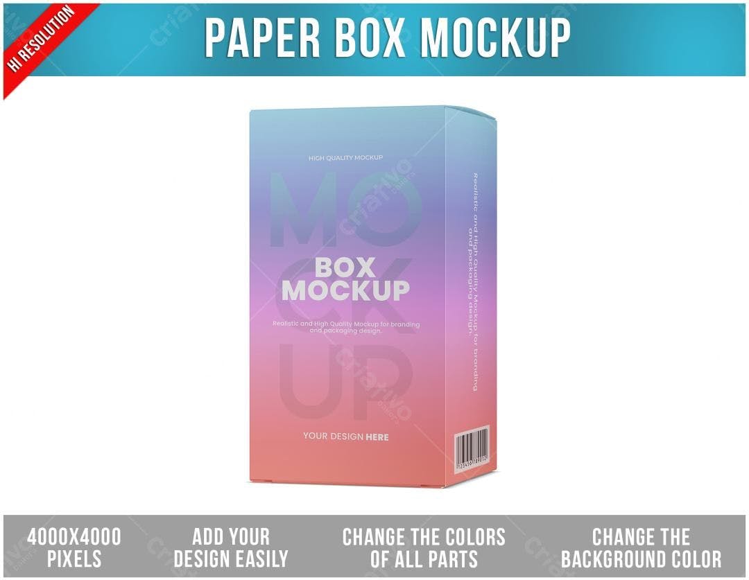 Mockup Caixa de Papel Rosa e Lilás: Design Minimalista