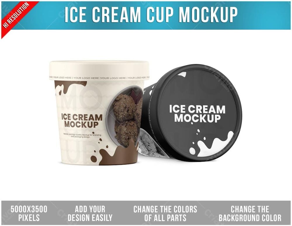 Pote De Sorvete Mockup psd