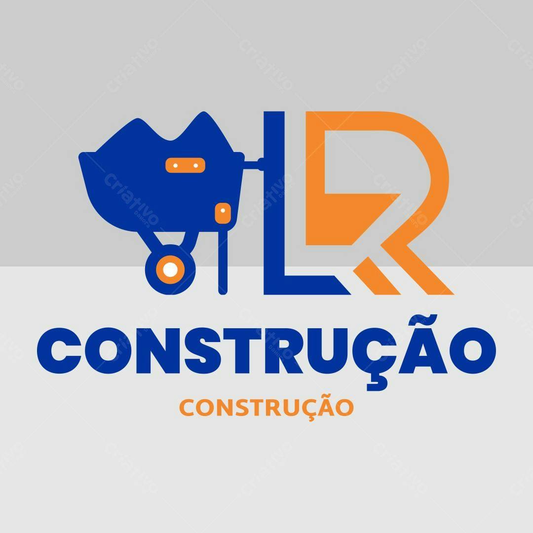 Logotipo vetorial Construção LR azul e laranja
