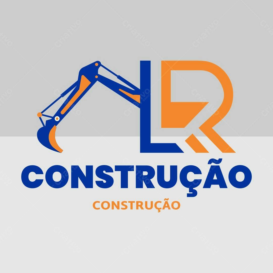 Logotipo Vetorial de Construção LR Azul e Laranja