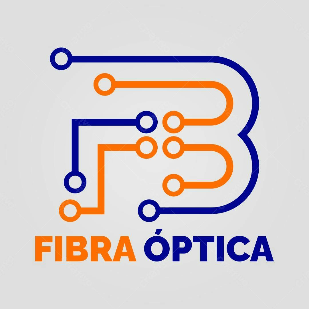 Logotipo vetorial fibra óptica azul e laranja