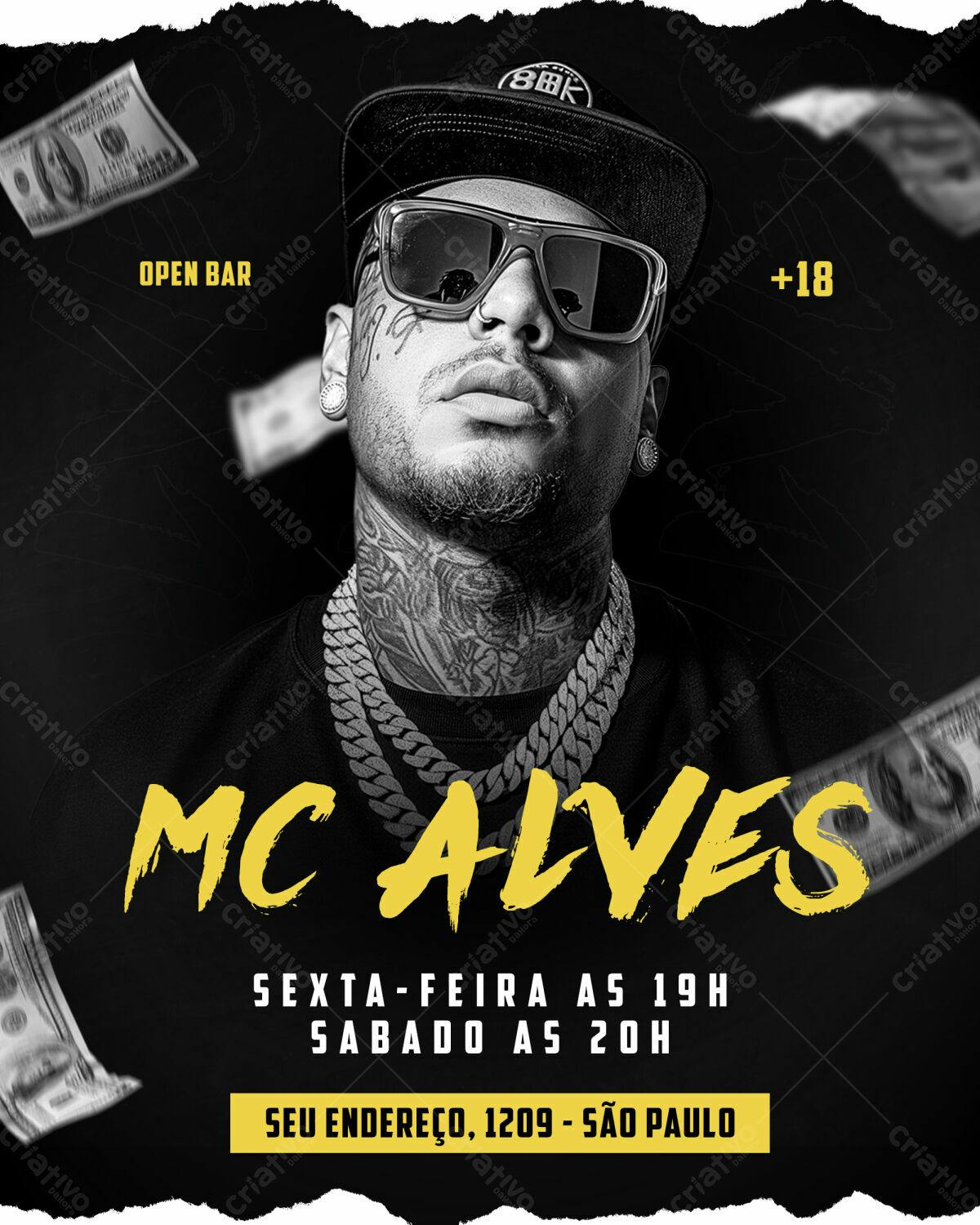 Flyer para Show MC Alves PSD Editável