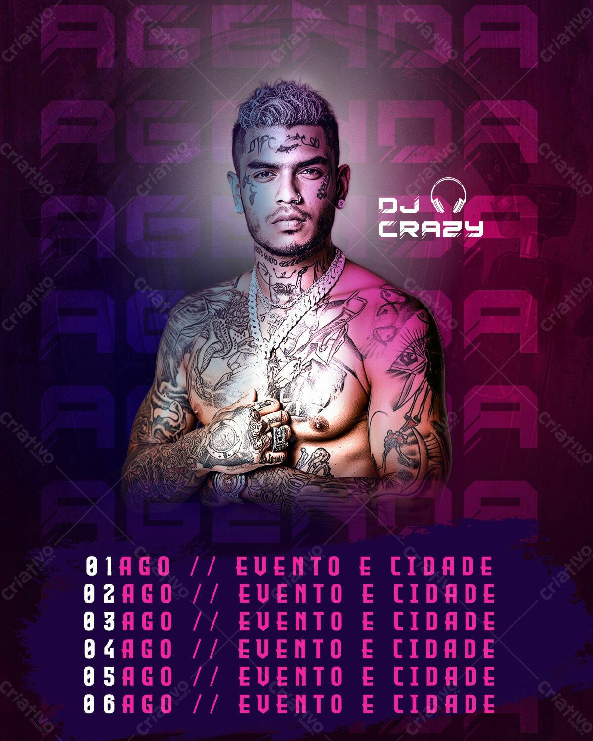 Flyer para Evento DJ Crazy PSD Editável