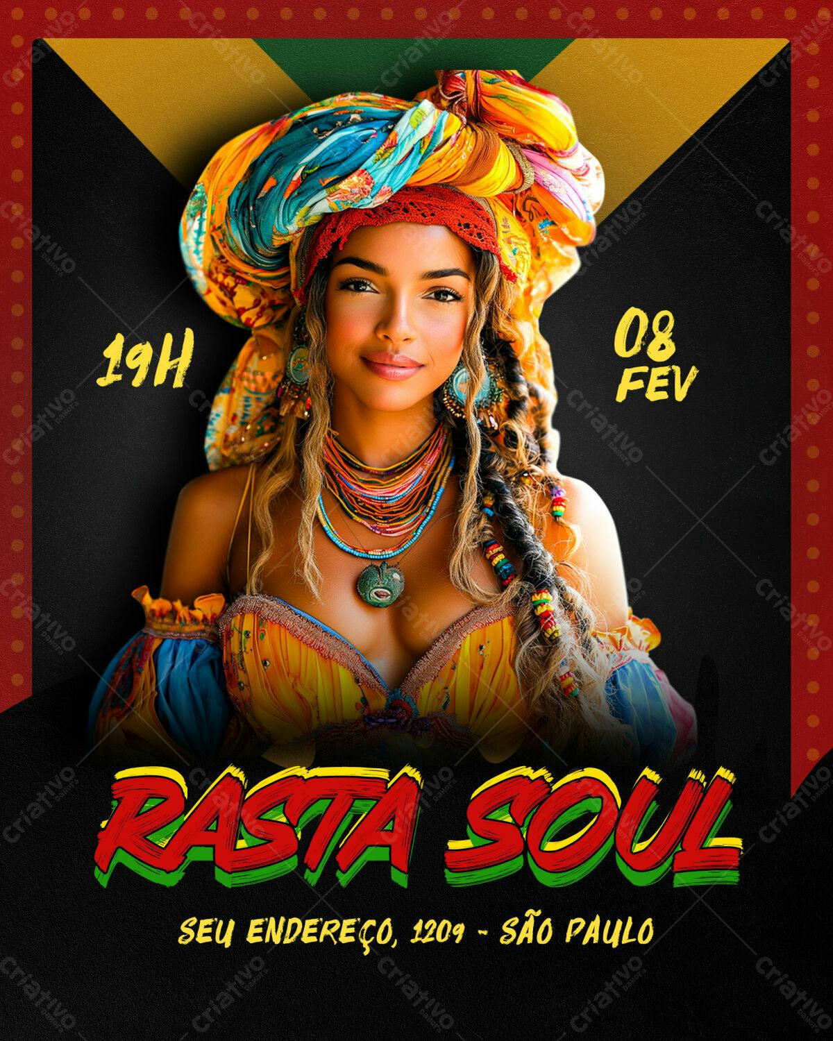 Flyer Festa Rasta Soul PSD Editável