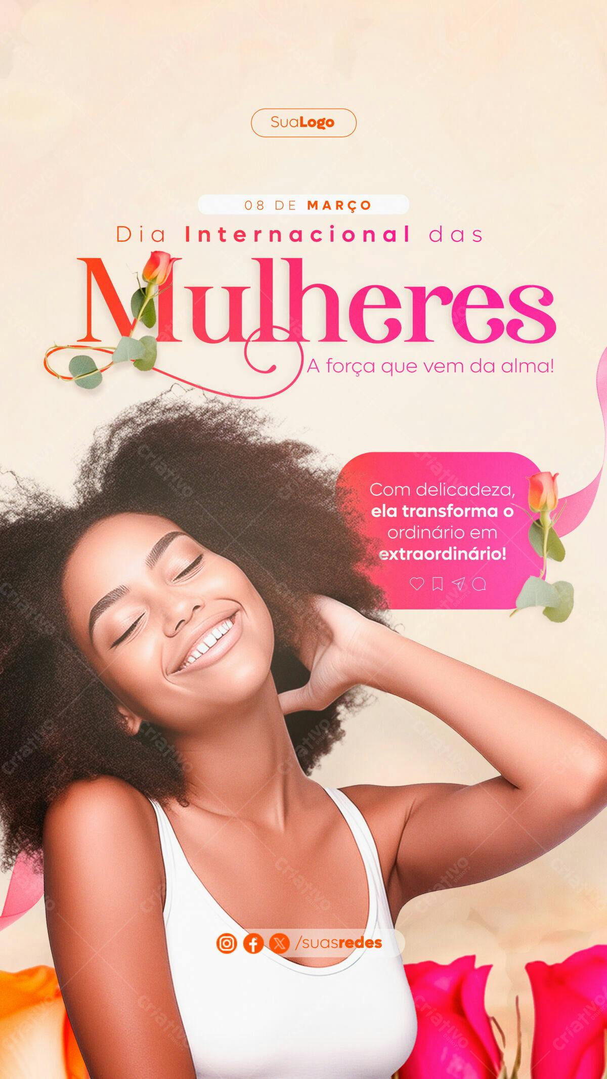 Flyer Dia Internacional da Mulher PSD Editável