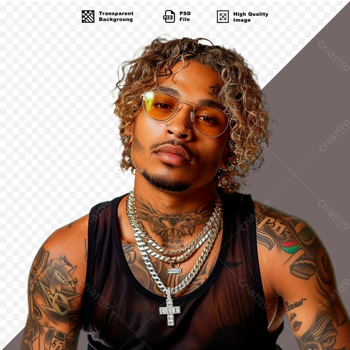 Imagem Modelo Masculino com Tatuagens PSD Editável