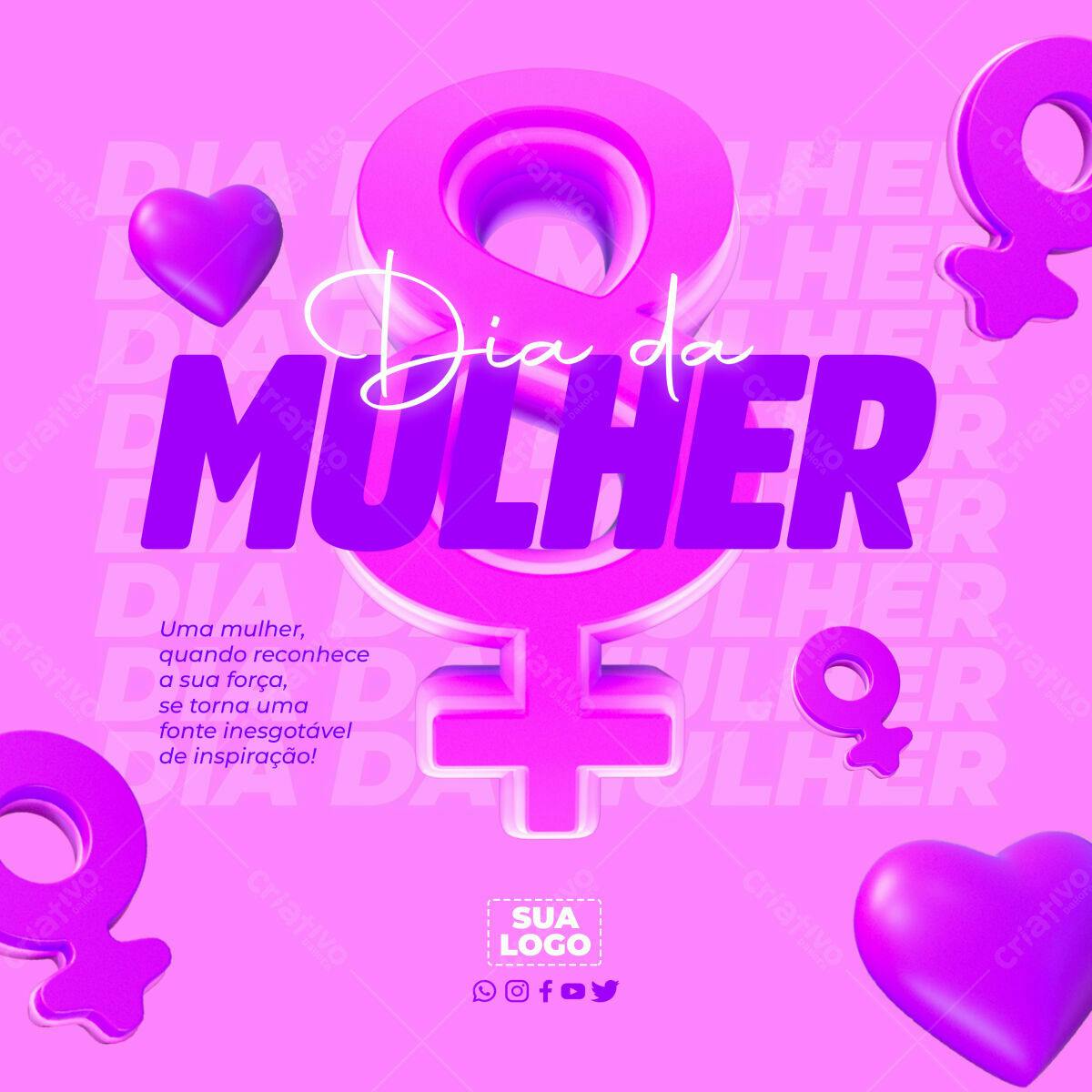 Post para Dia Internacional da Mulher PSD Editável
