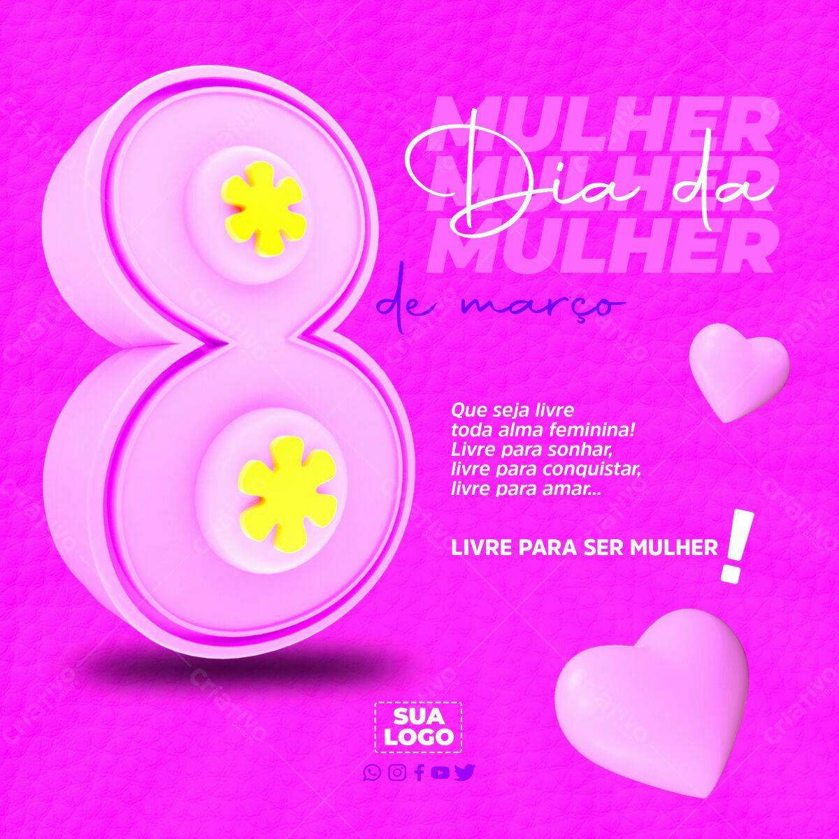 Post para Dia Internacional da Mulher PSD Editável