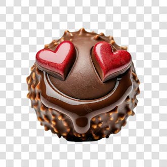 Chocolate bombom com corações nos olhos emoji 3d png transparente