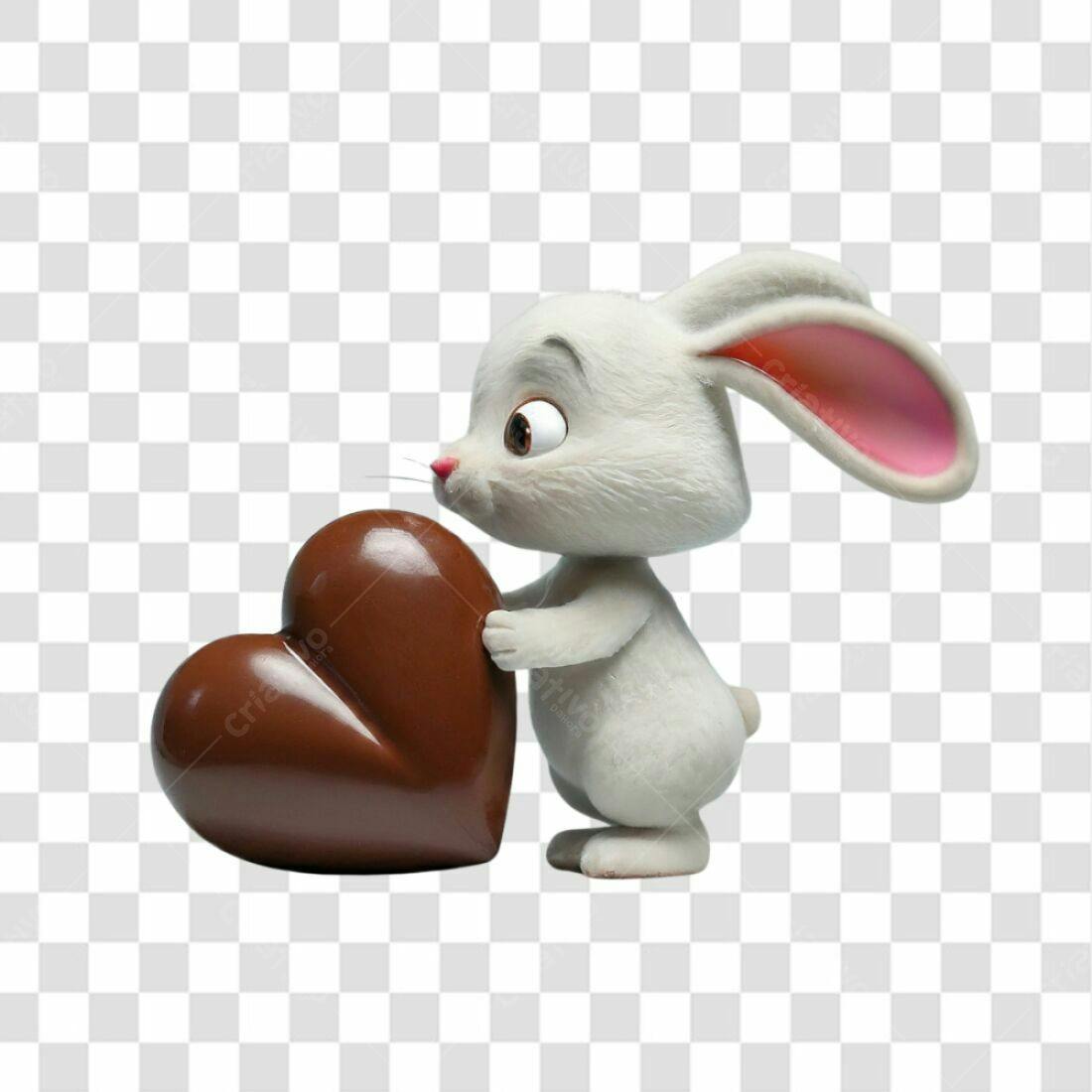 Icone Dia dos Namorados Coelho com Chocolate PNG com fundo transparente