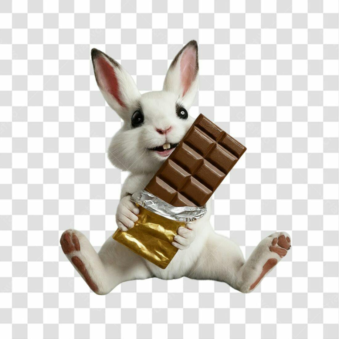 Icone Coelho com Chocolate Páscoa PNG com fundo transparente