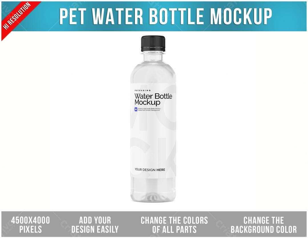 Mockup de Garrafa de Água PET: Design Minimalista