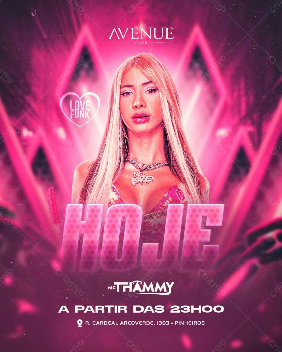 Flyer Festa Love Funk MC Thamy PSD Editável