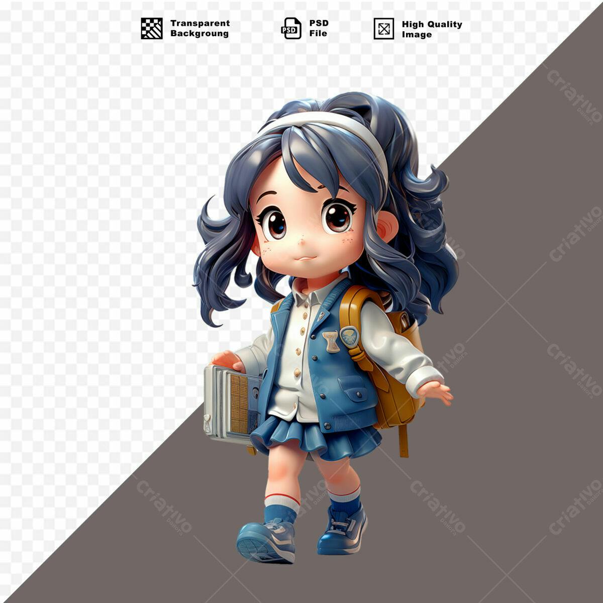 Personagem Kawaii em PSD Editável para Design de Moda Infantil