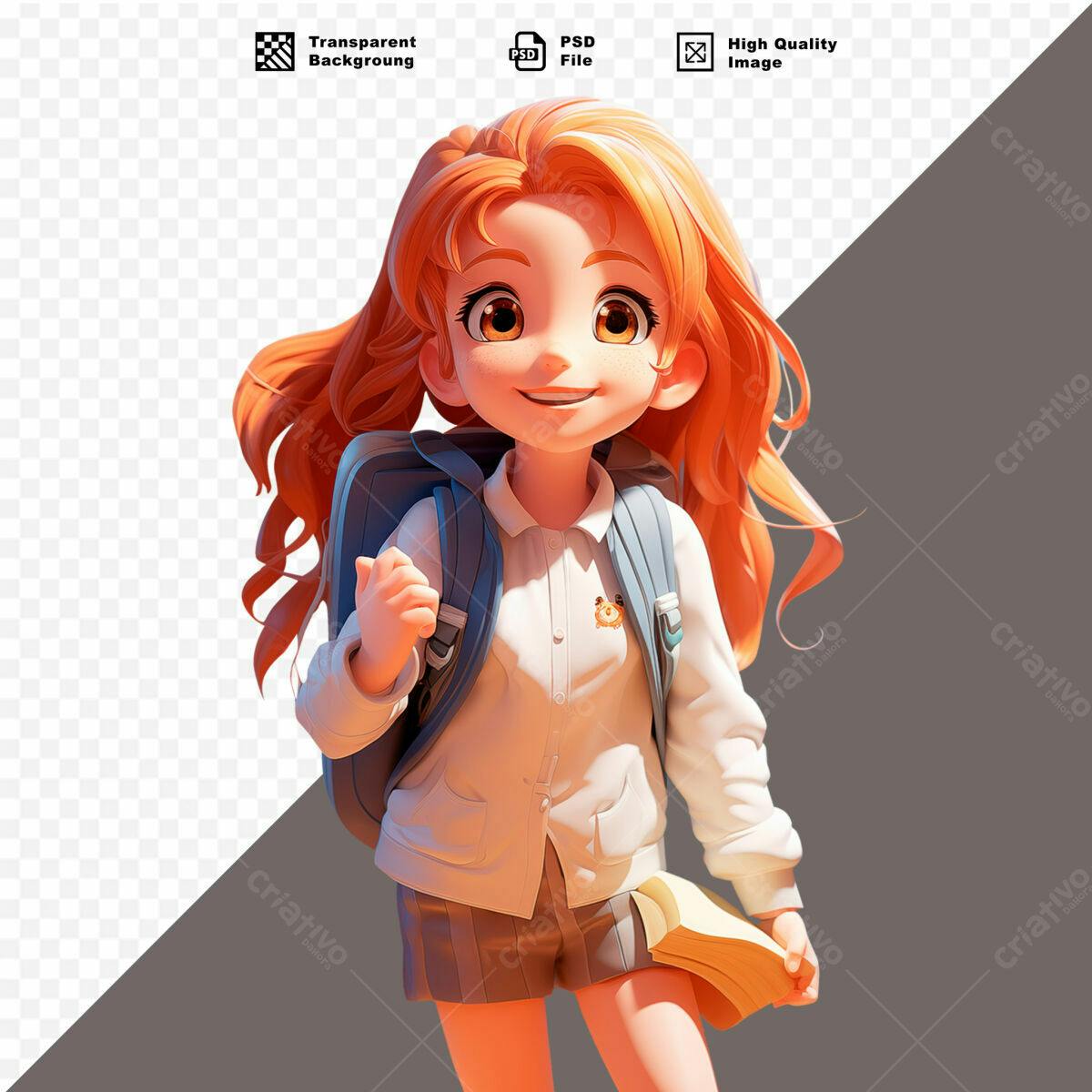 Personagem Cartoon para Voltar às Aulas PSD Editável