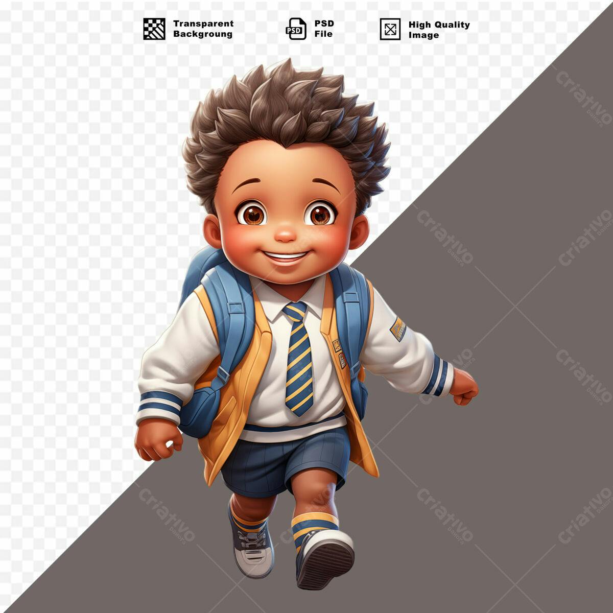 Ilustração Menino Voltando à Escola PSD Editável