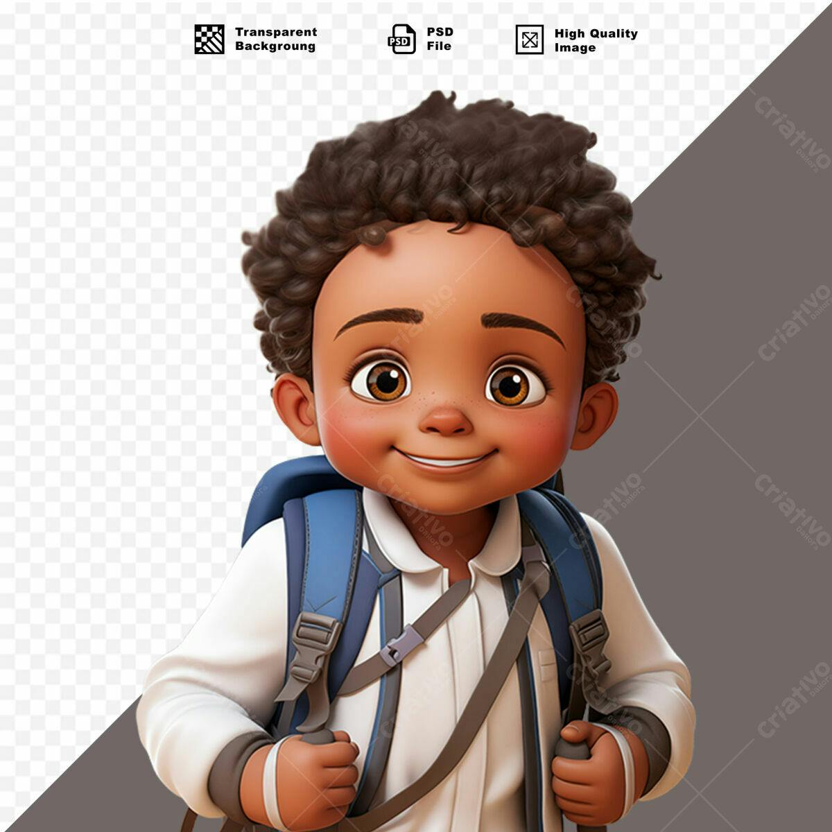 Ilustração Criança com Mochila PSD Editável