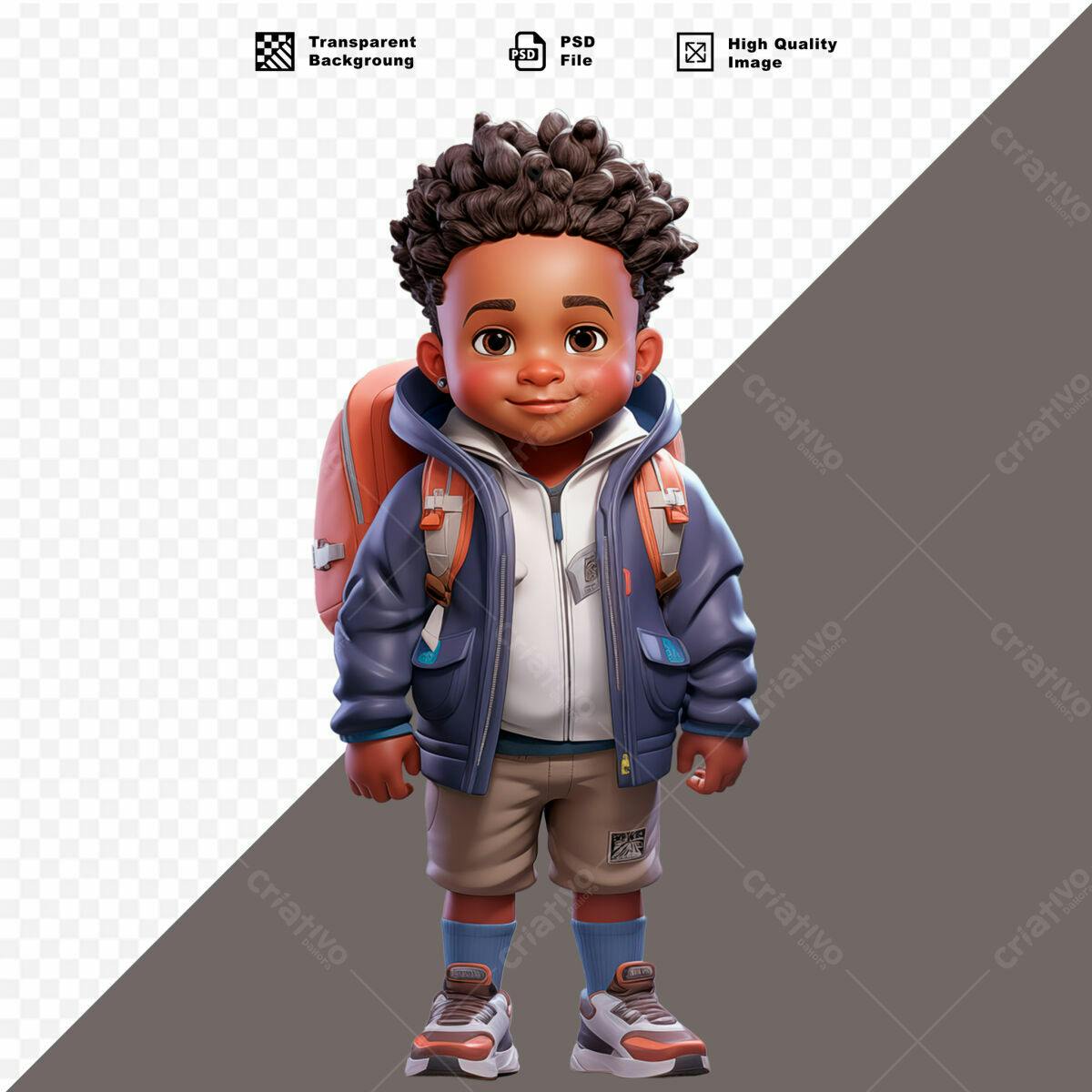 Personagem Cartoon Menino Criança PSD Editável