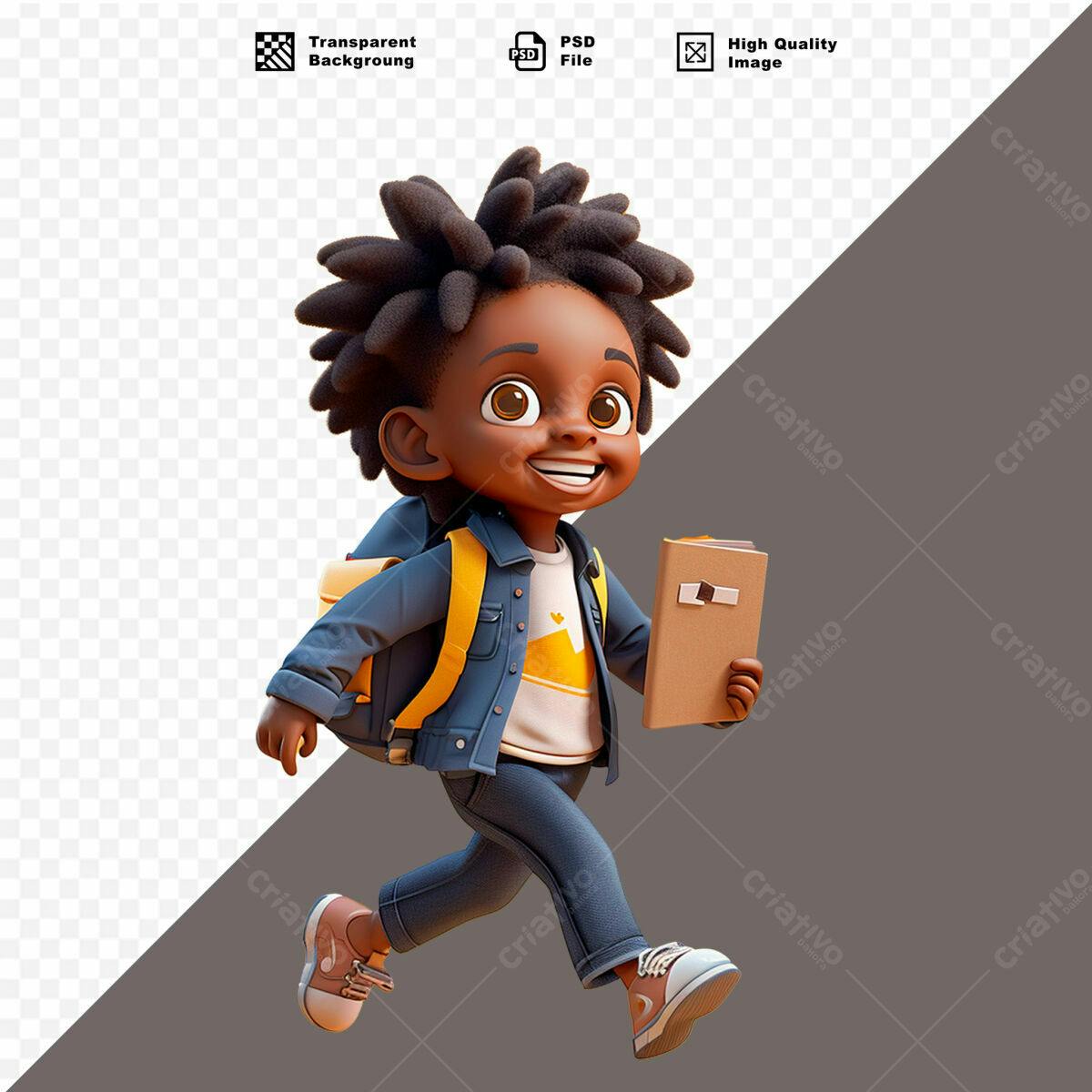 Personagem 3D Criança Voltando à Escola PSD Editável