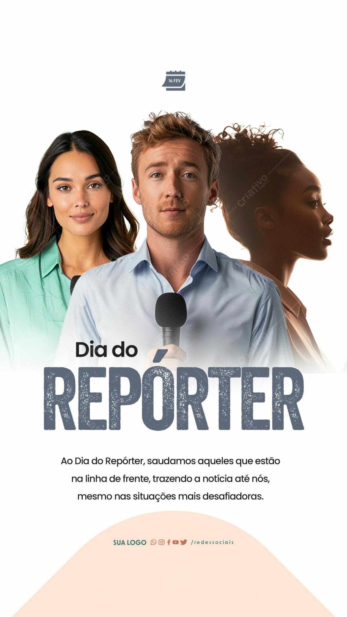 Flyer Dia do Repórter PSD Editável