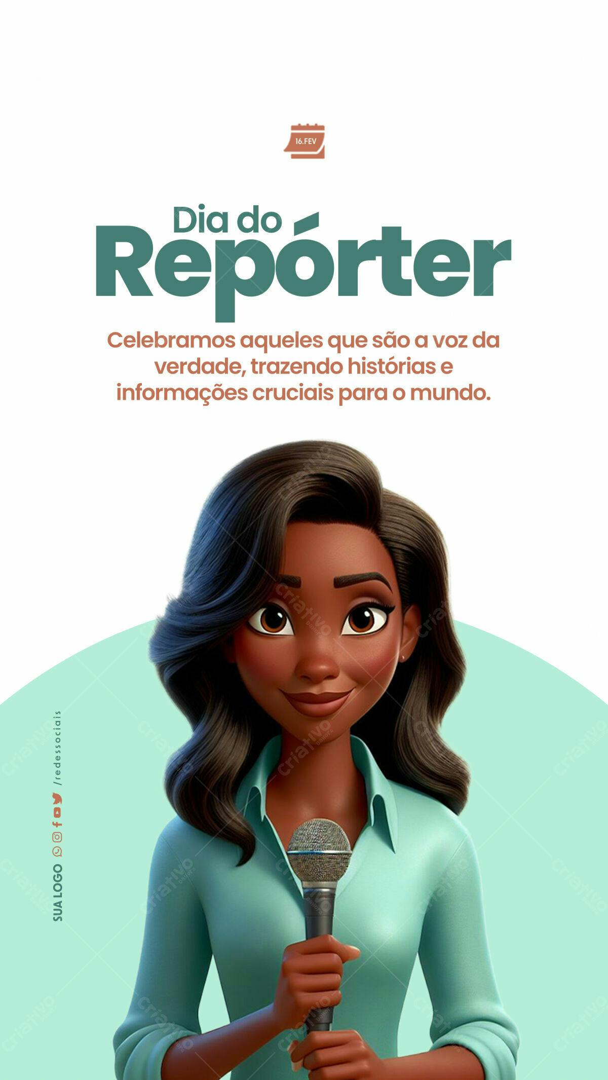 Flyer Dia do Repórter PSD Editável