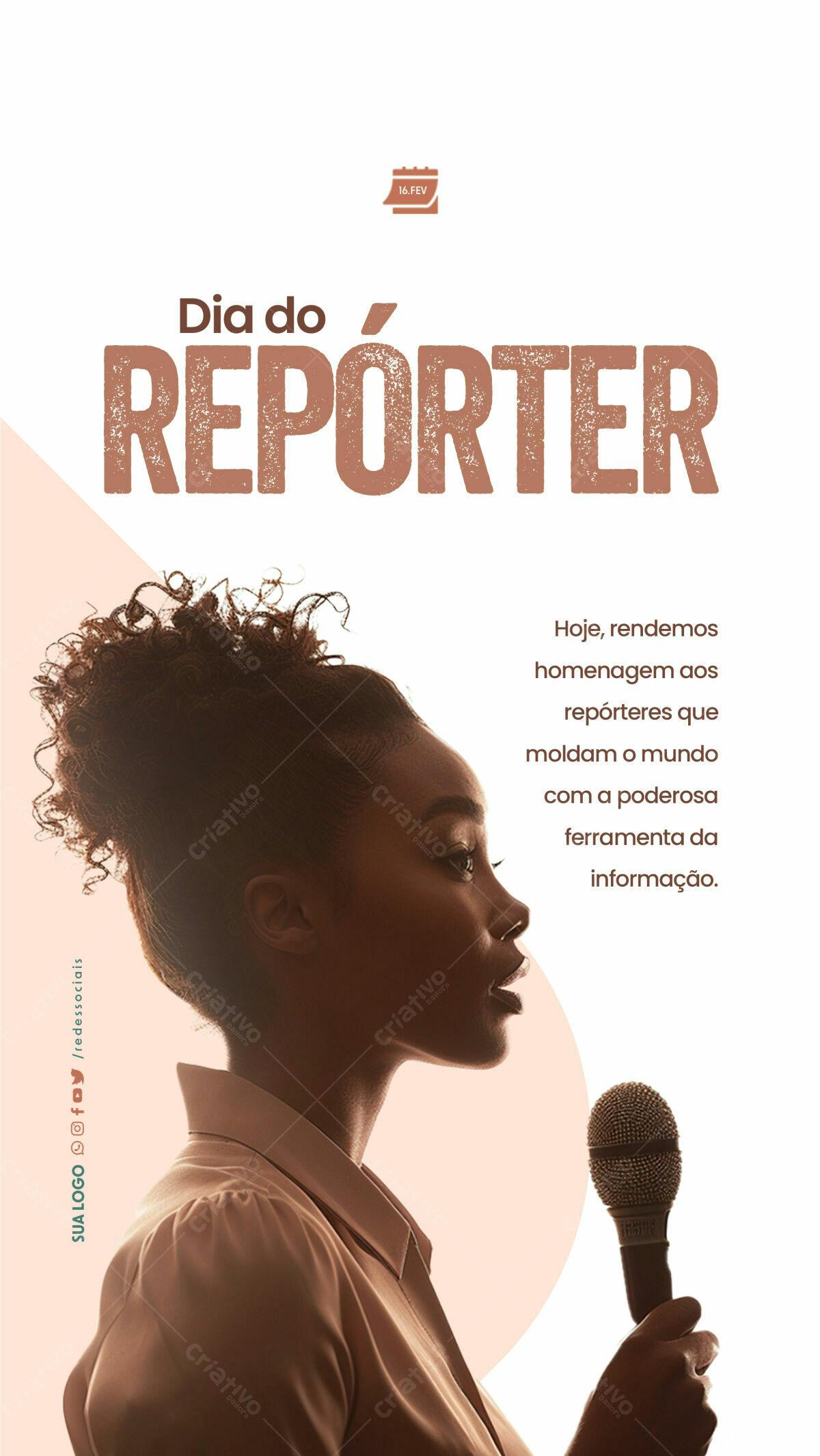 Flyer Dia do Repórter PSD Editável