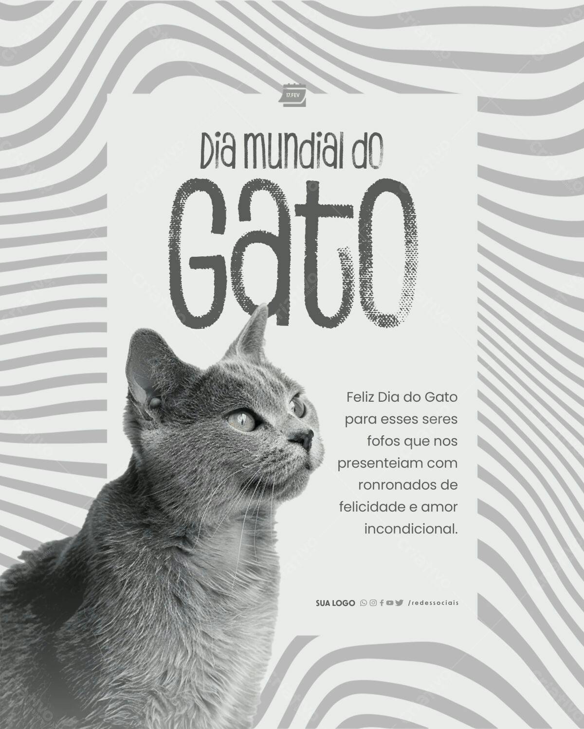 Flyer Dia Mundial do Gato PSD Editável