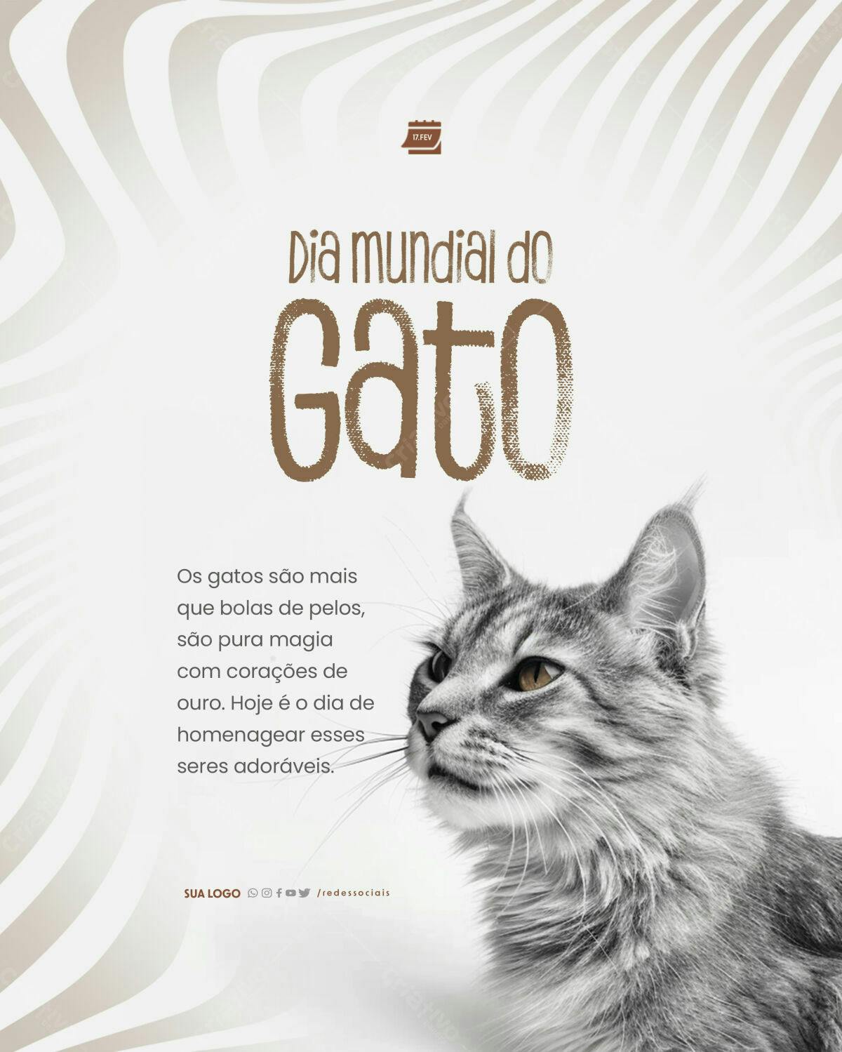 Flyer Dia Mundial do Gato PSD Editável