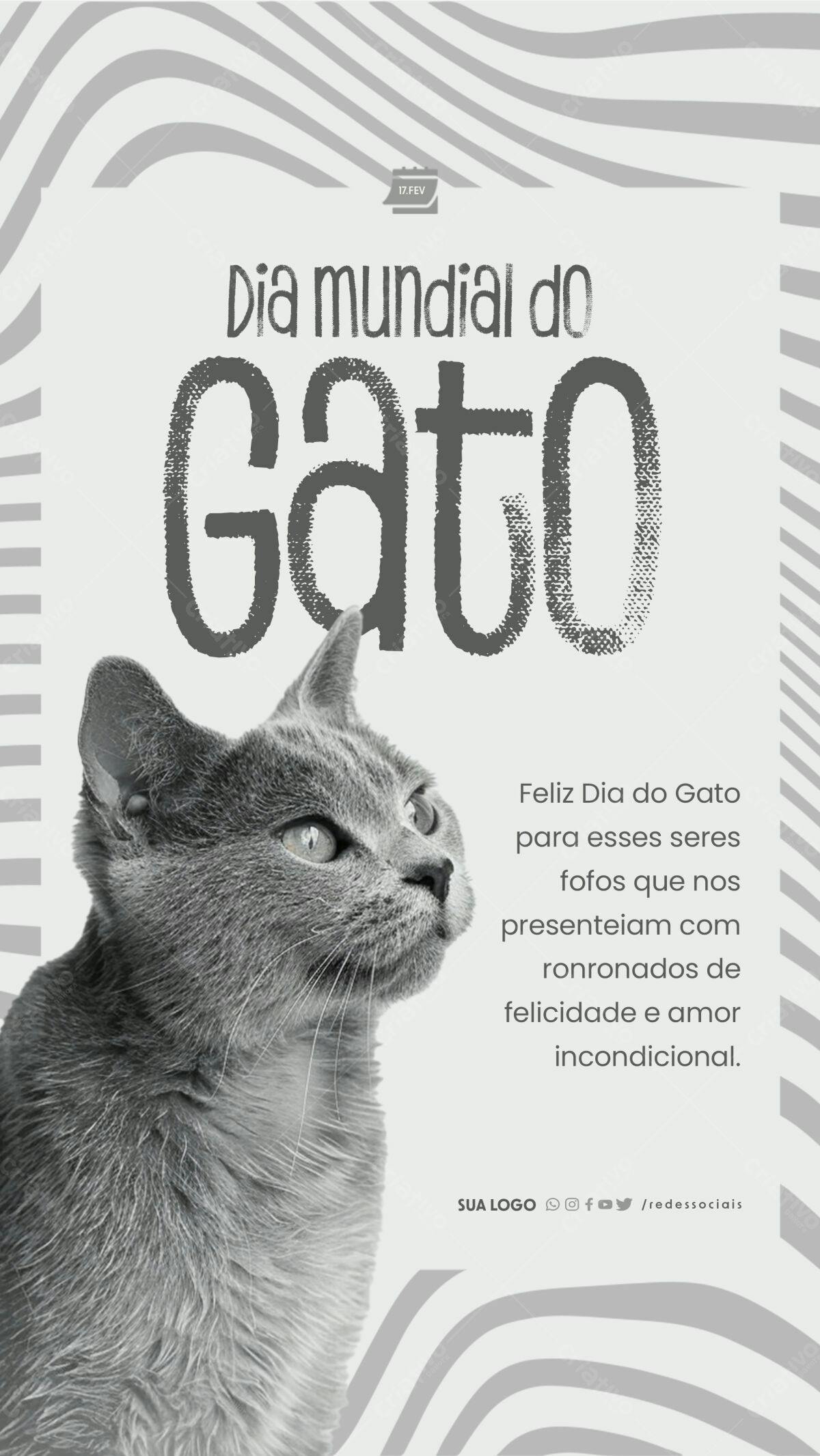 Flyer Dia Mundial do Gato PSD Editável