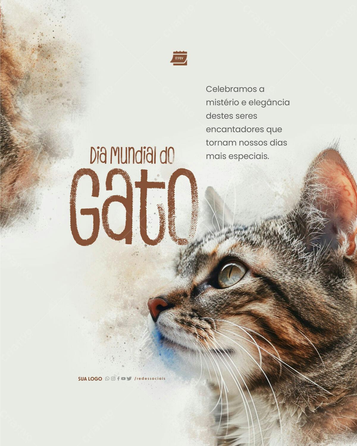 Flyer Dia Mundial do Gato PSD Editável