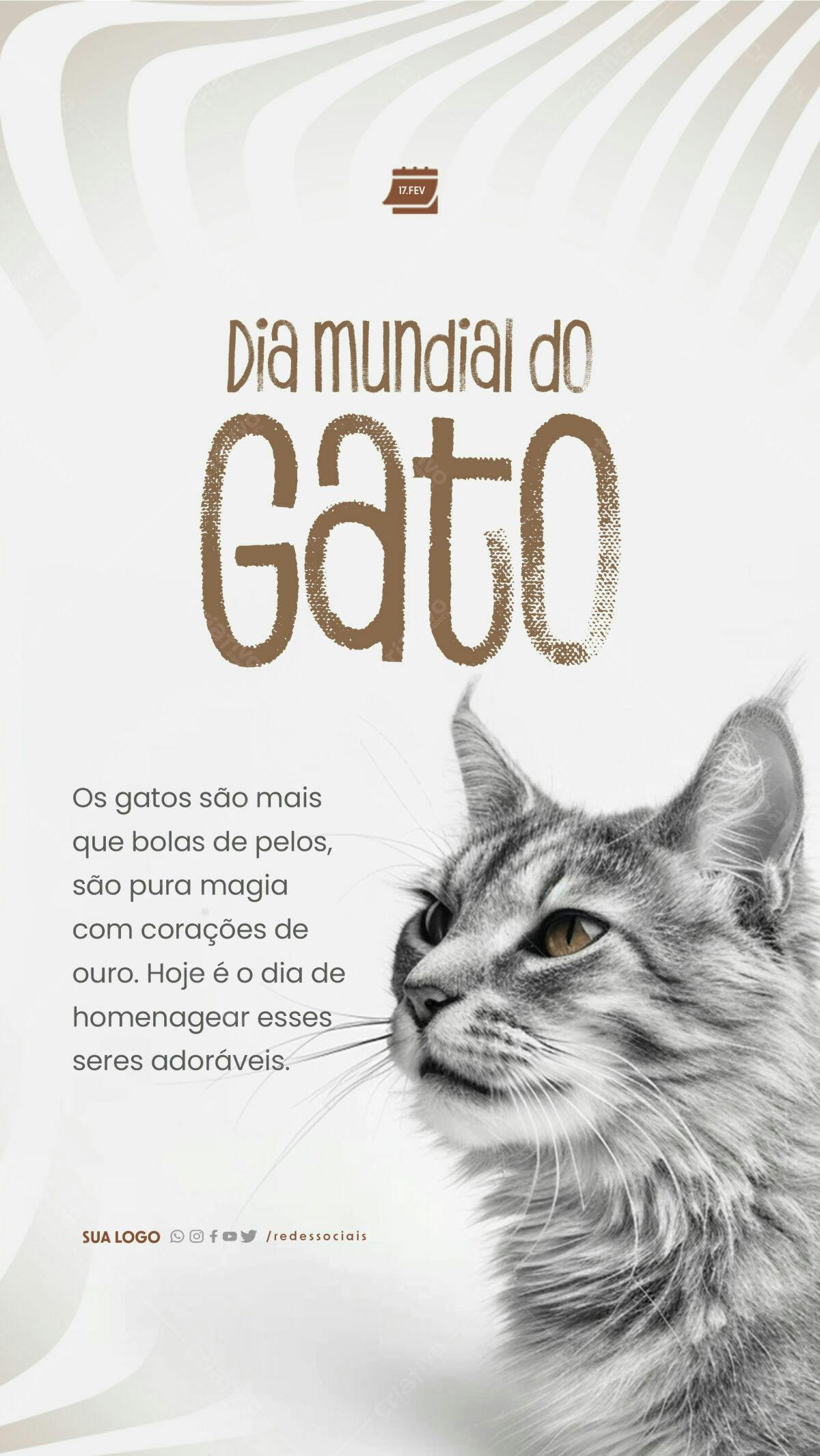 Flyer Dia Mundial do Gato PSD Editável