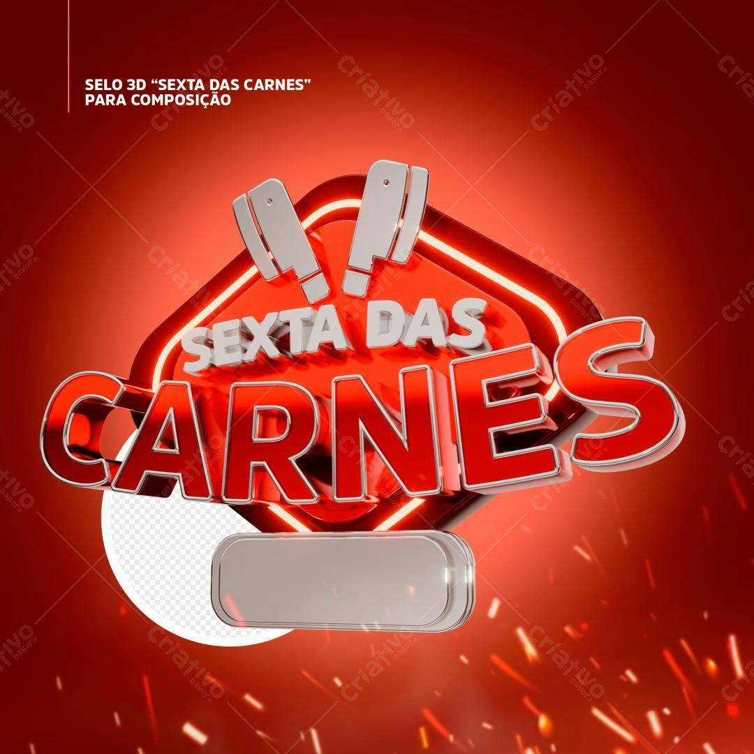 Selo 3D promocional vermelho e prata estilo neon